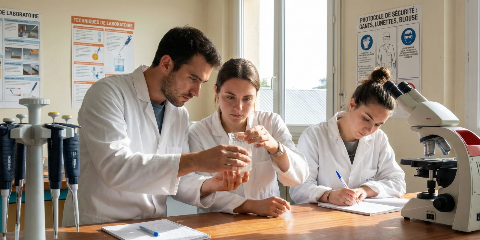 BTS Après un Bac STL : Les 15 Meilleures Formations (Débouchés & Conseils) Étudiants en BTS manipulant des équipements de laboratoire scientifique moderne